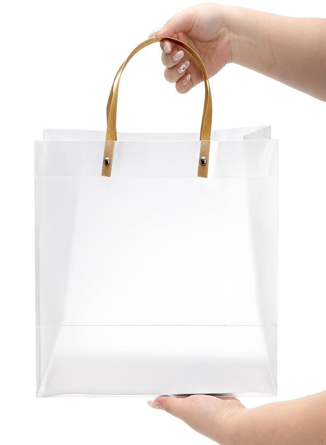 Cididu 30 Pcs Clear Plastic Gift Bags with Handles, 12.5x5.5x9.8 inch Large Tote Bags with Cardboard Bottom, Reusable Shoppping Bags for Christmas, Wedding, Party, Birthday, Baby Shower, Boutique Packaging - Image 4